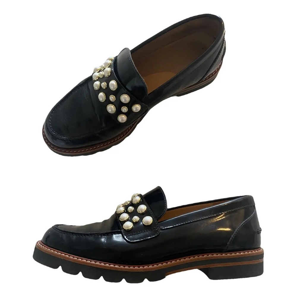 Stuart Weitzman | Leather flat loafers mocpearl accents
